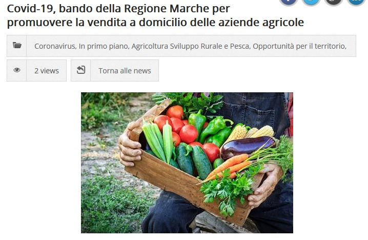 Regione Marche: bando per promuovere la vendita a domicilio delle aziende agricole